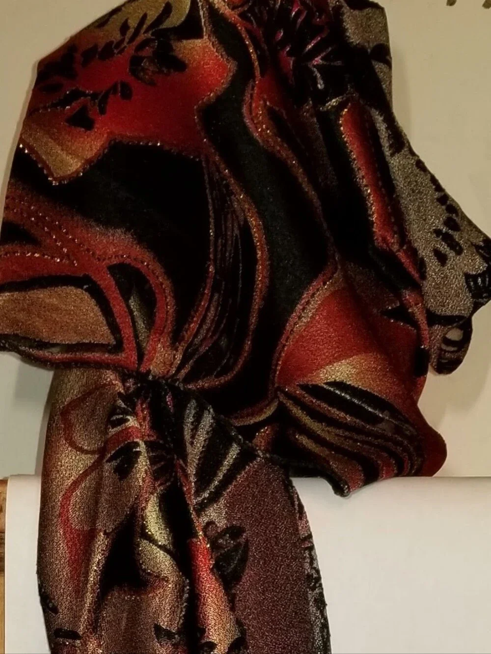 Metallic Burnt Orange & Black Patterned Scarf Rich Colors That Scream FALL